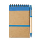 Bloc note à spirale en papier recyclé avec stylo assorti