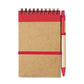 Bloc note à spirale en papier recyclé avec stylo assorti