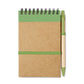 Bloc note à spirale en papier recyclé avec stylo assorti