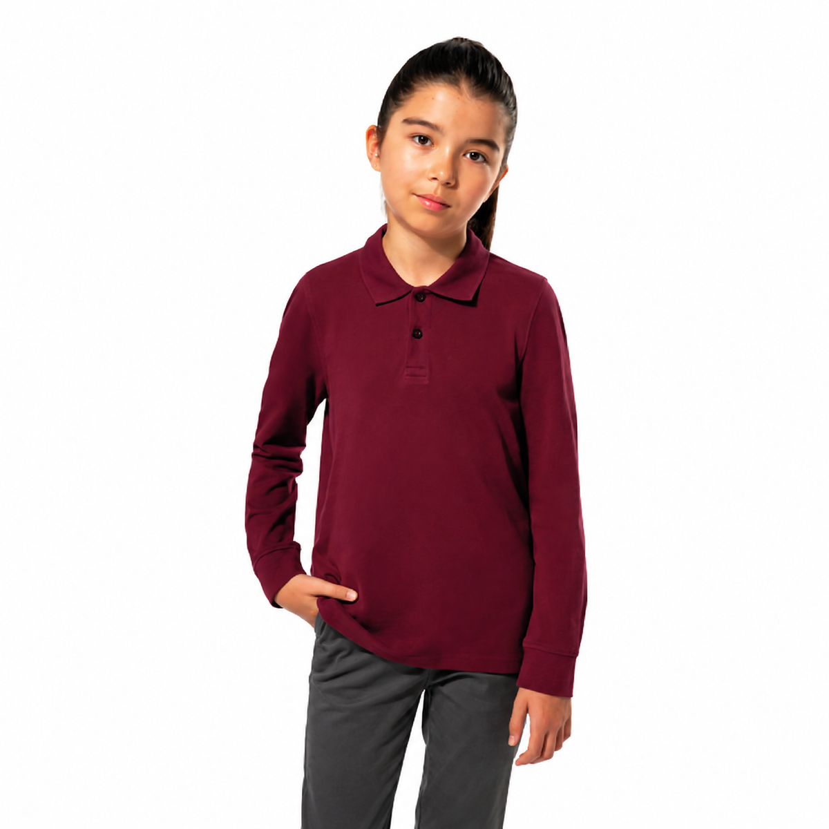 Polo coupe droite Kariban - Manches longues - Enfant Unisexe